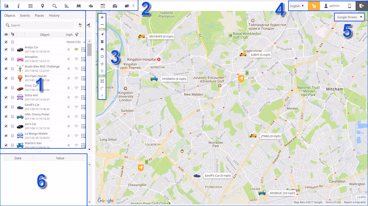 Overview of our GPS Tracking Map Screen