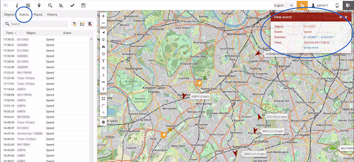 Speed Graph using GPS Tracking Software